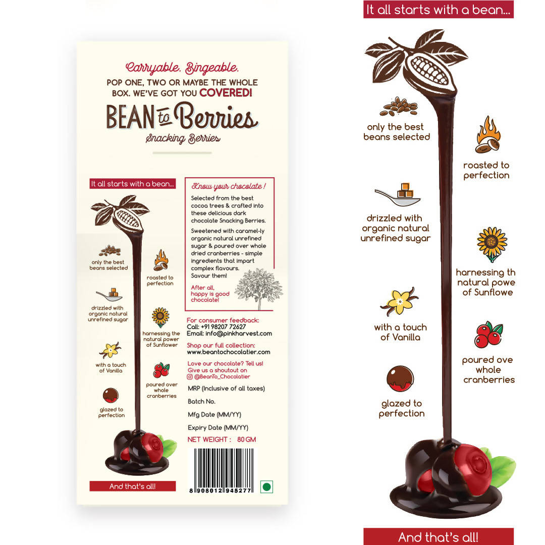 Pink Harvest Bean To Berries Chocolate Coated Cranberries - Distacart
