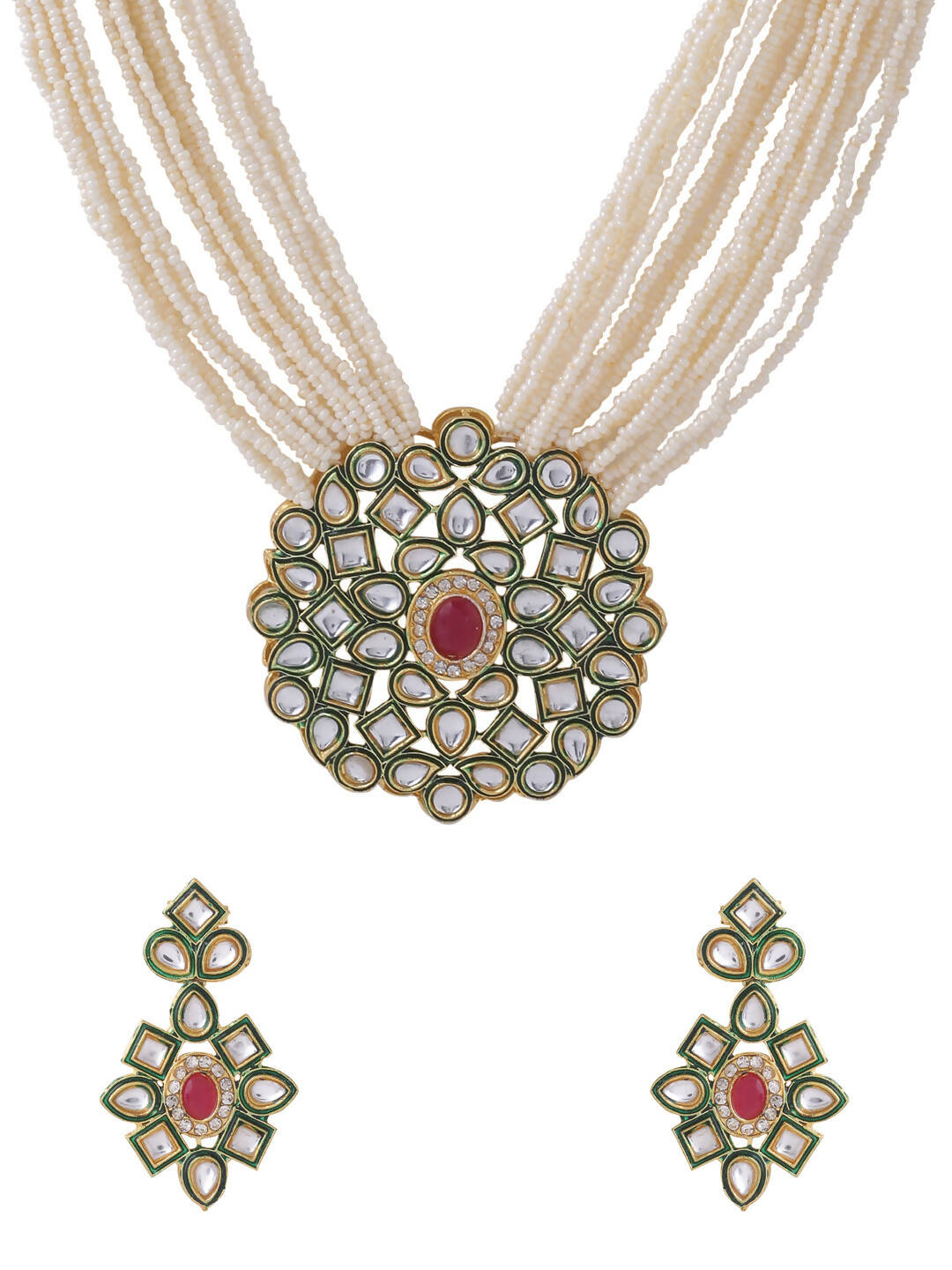NVR Women Gold-Plated Kundan Studded Jewellery Set - Distacart