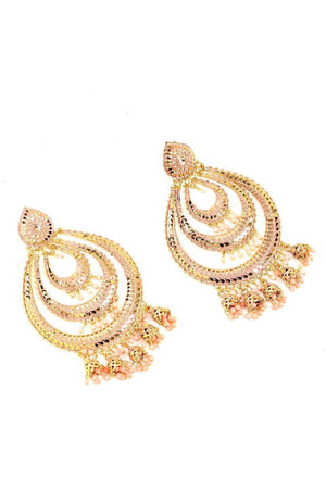 Tehzeeb Creations Badami Colour Earrings With Pearl