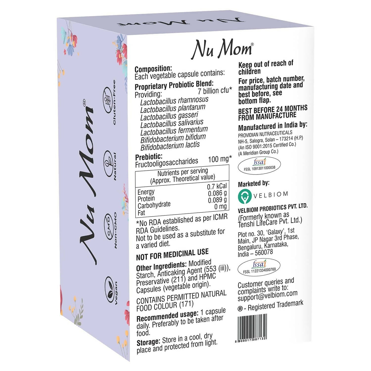 Velbiom Nu Mom Probiotic Health Capsules For Women - Distacart