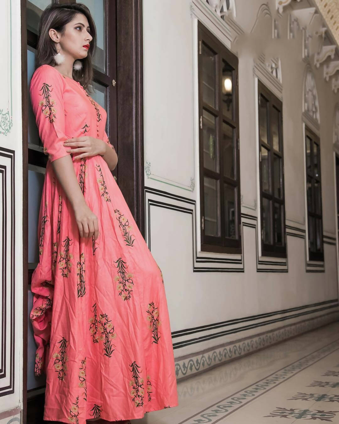 All Season Designer Pink Pure Maslin Gown - Anbazaar - Distacart