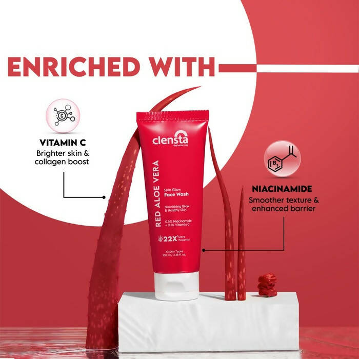 Clensta Red Aloe Vera Skin Glow Face Wash - Distacart