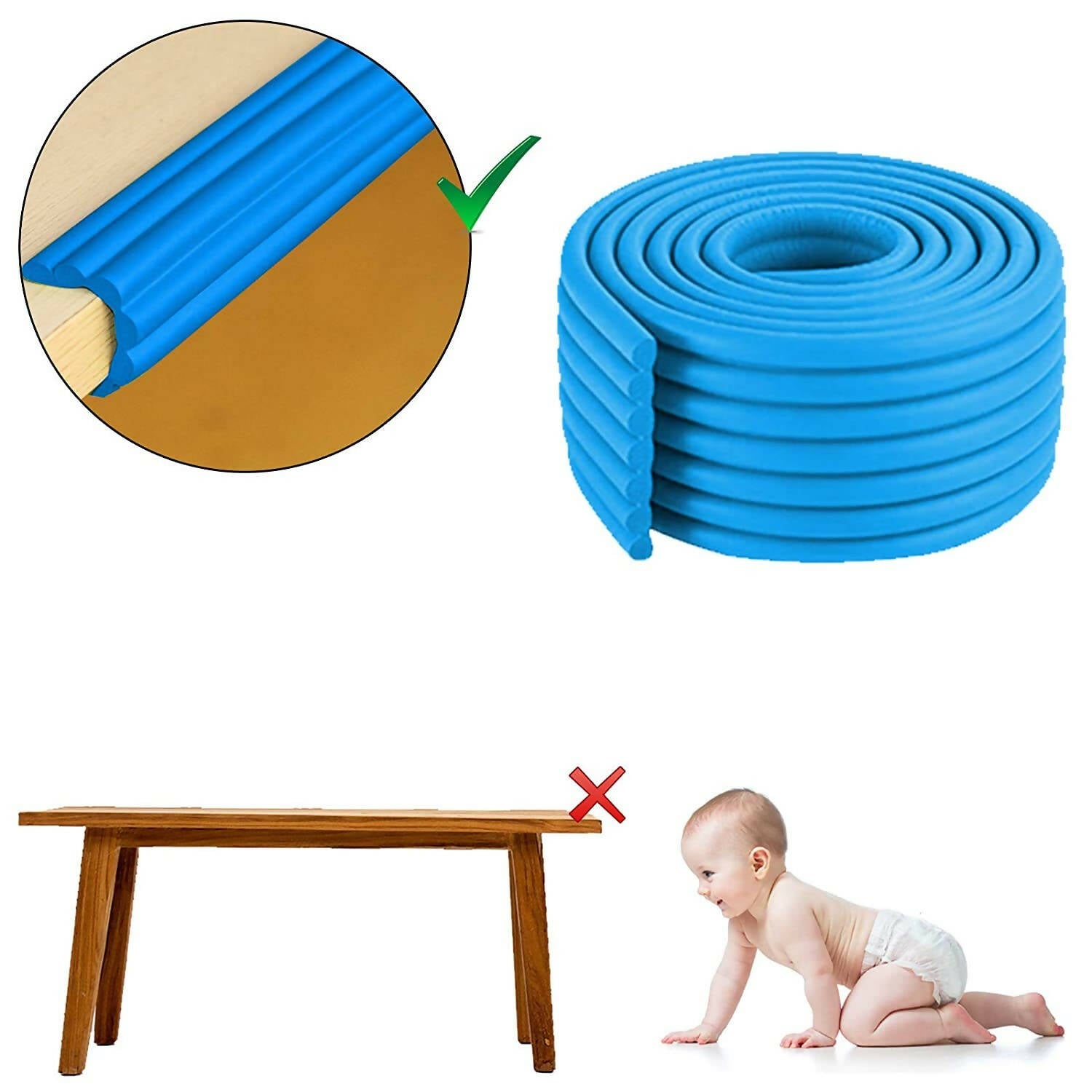 Safe-O-Kid Unique High Density- Prevents From Head Injury Multi-Functional 2 Meter Edge Guard - Blue - Distacart