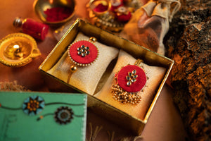 Nirmalaya Bhai Bhabhi Rakhi Set Crimson Red - Distacart