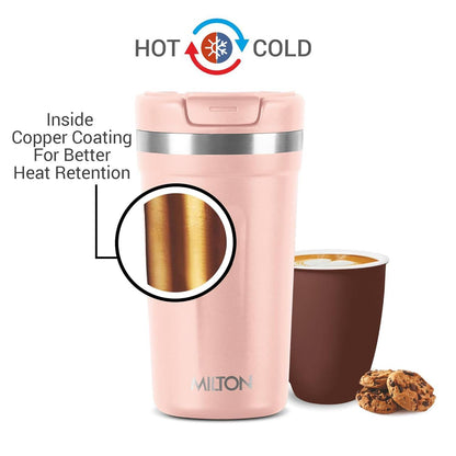 Milton Corral Thermosteel Insulated Coffee Mug Tumbler - 400ml (Peach) - Distacart