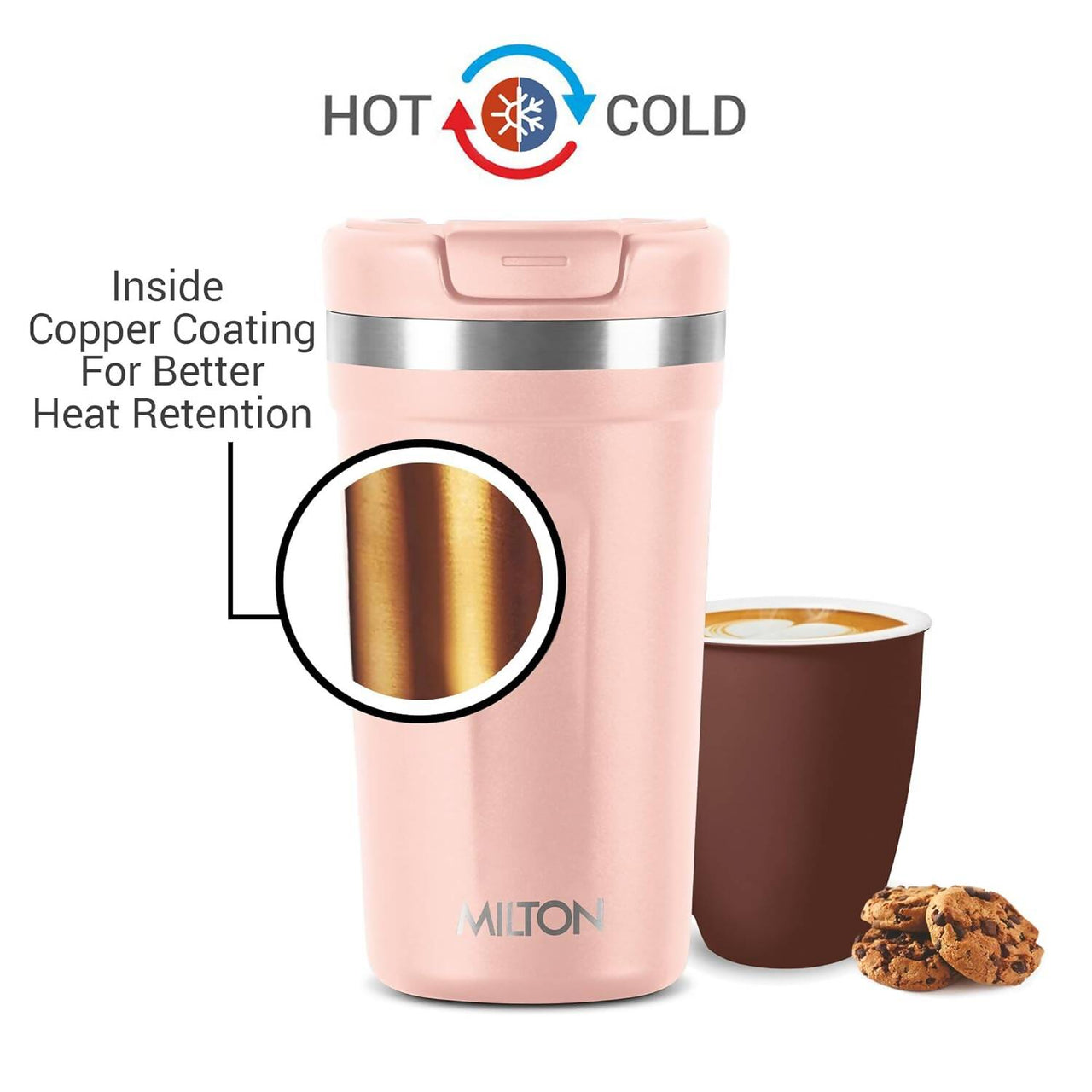 Milton Corral Thermosteel Insulated Coffee Mug Tumbler - 400ml (Peach) - Distacart