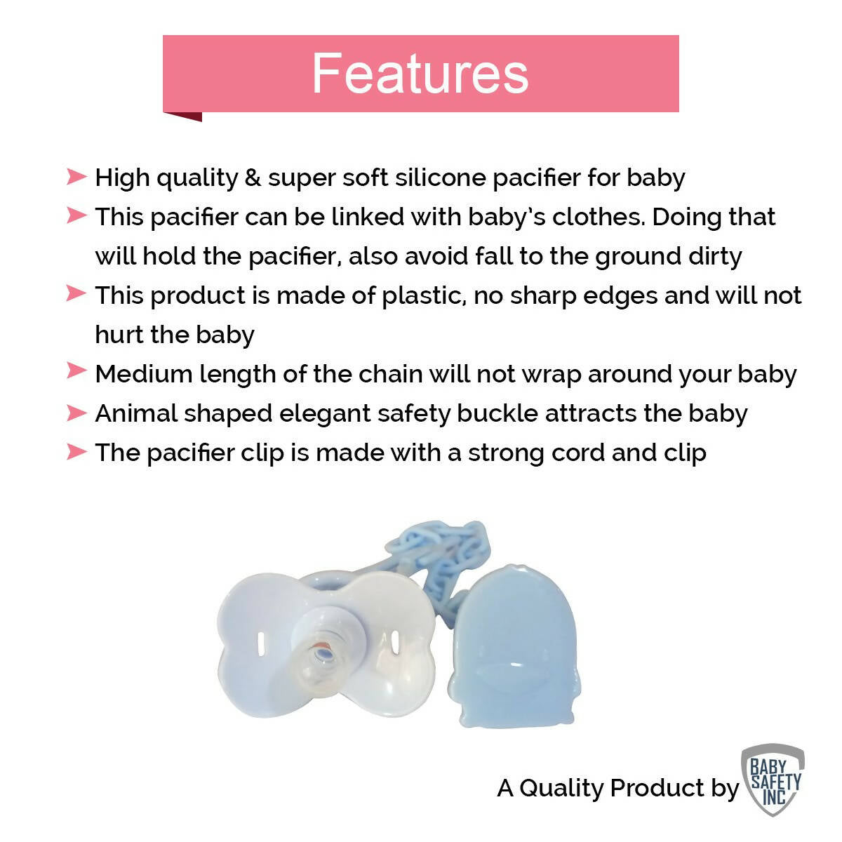 Safe-O-Kid Safe-O-Kid-Baby Pacifier/Nipple With Chain And Clip, in cute Cartoon shape Helps In Preventing From Dust - (Blue) - Distacart
