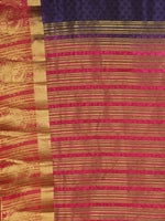 Thumbnail for Kalamandir Floral Navy Blue Pashmina Saree