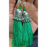 Thumbnail for Latest Fashion Green Hanging Threads In Jhumka Earrings