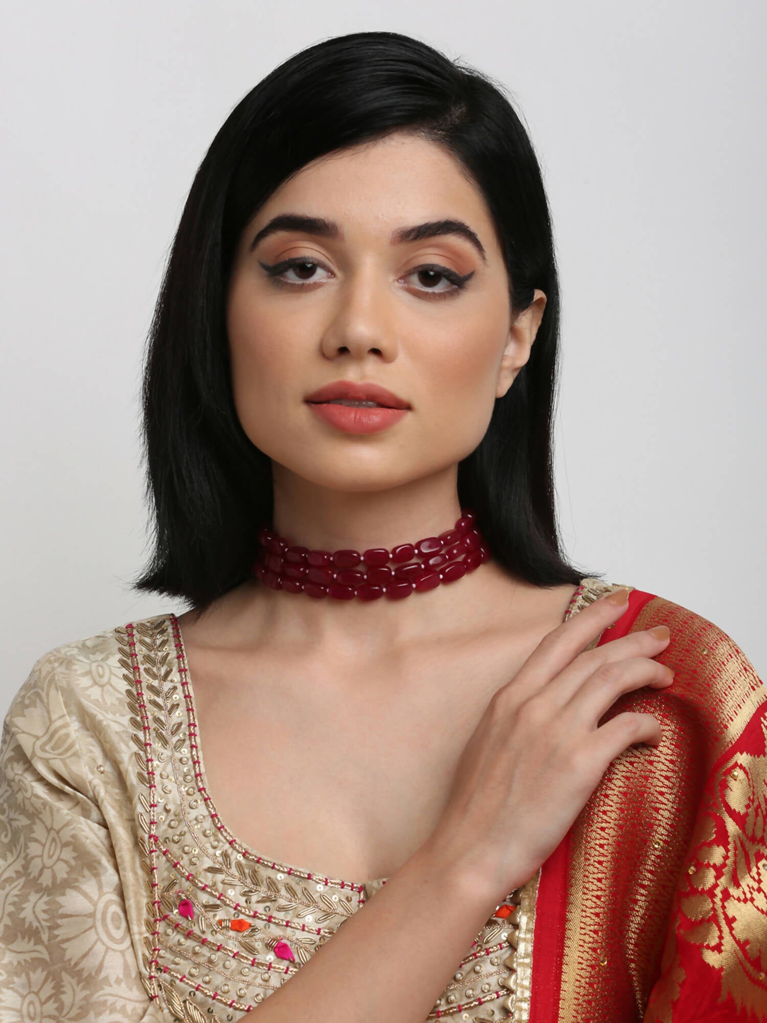 Maroon Choker - Ruby Raang - Distacart
