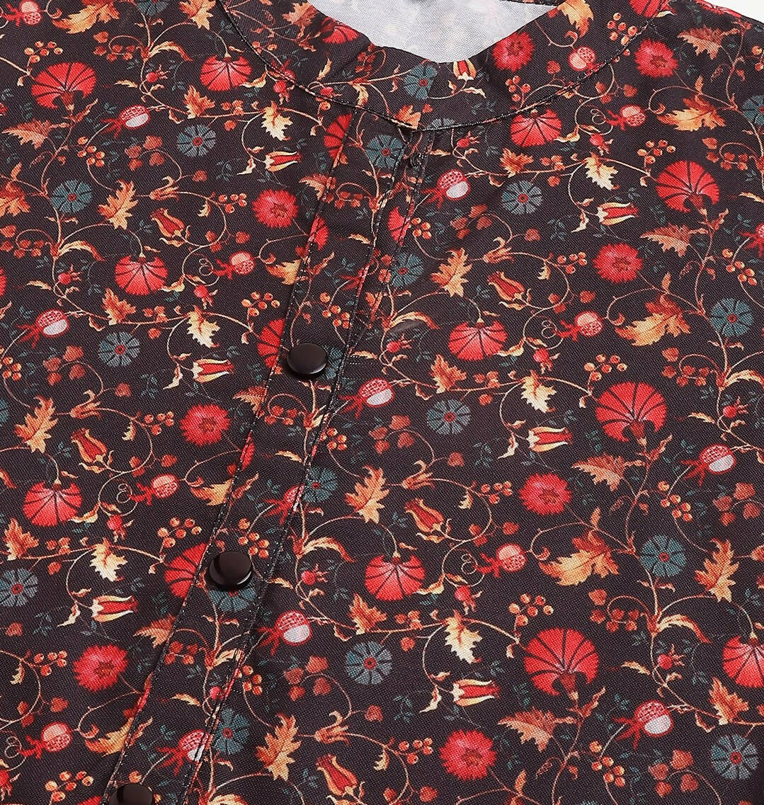 Black Poly Rayon Digital Printed A-line Top - Tarini - Distacart