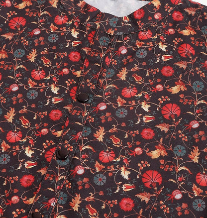 Black Poly Rayon Digital Printed A-line Top - Tarini - Distacart