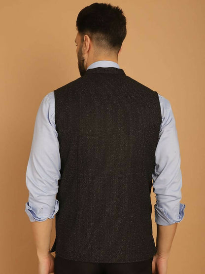 Even Apparels Pure Wool Nehru Jacket - Black - Distacart