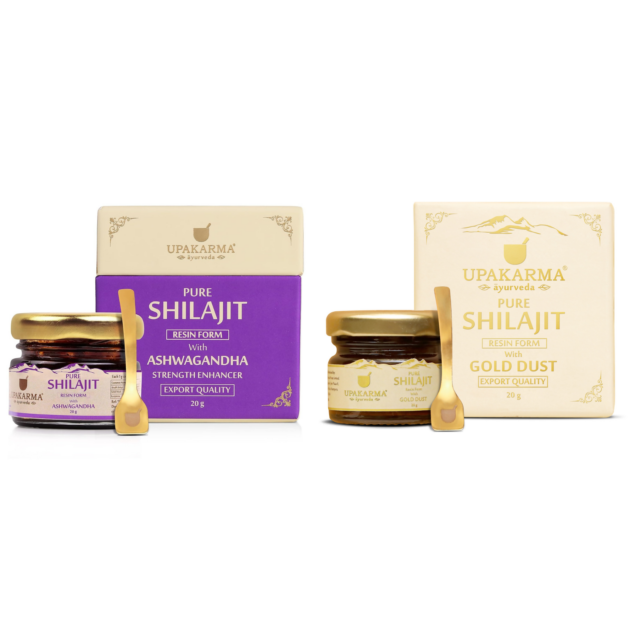 Upakarma Ayurveda Pure SJ Resin with Ashwagandha & Pure SJ Resin with Gold Dust Combo - Distacart