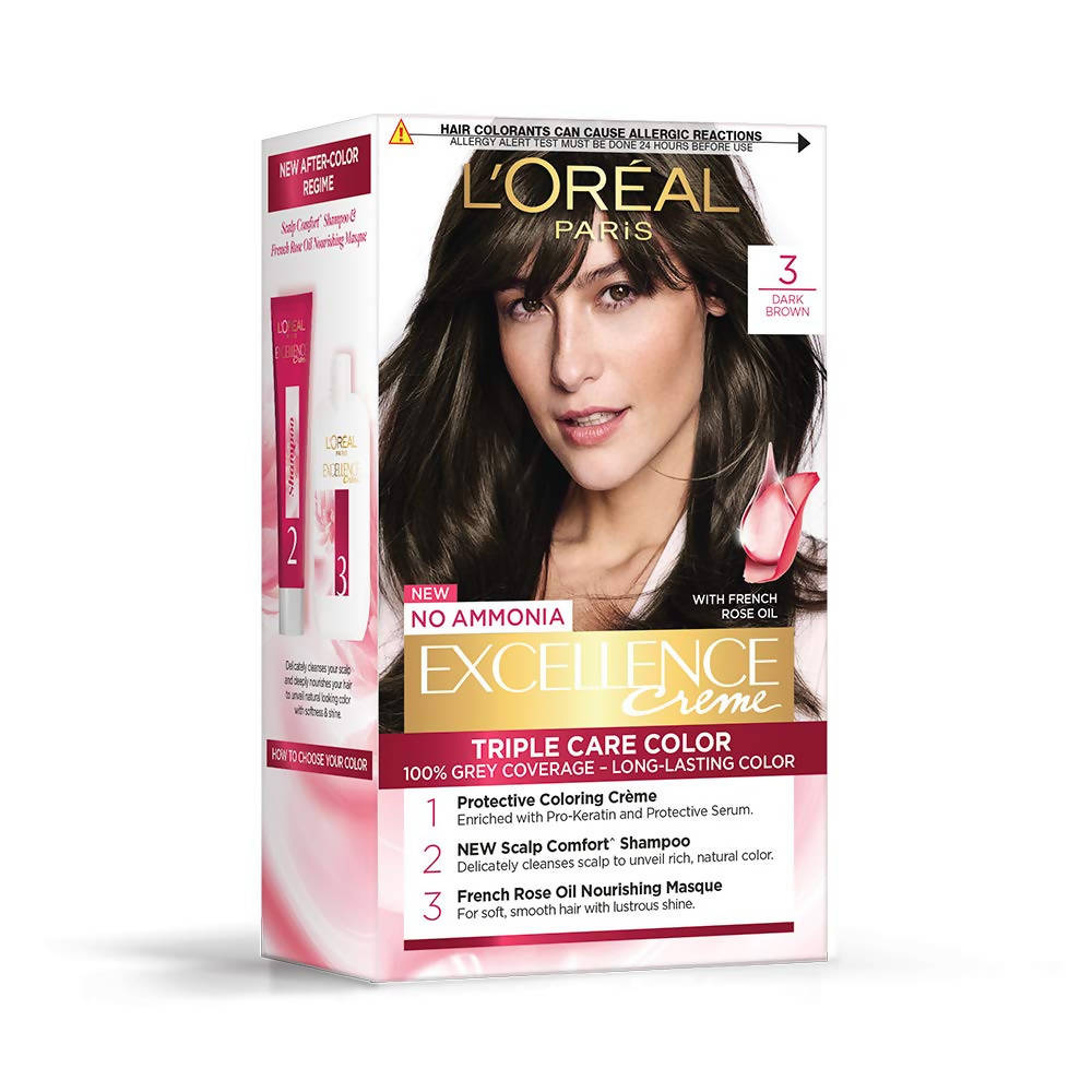 LOreal Paris Excellence Creme Hair Color - 3 Dark Brown - Distacart