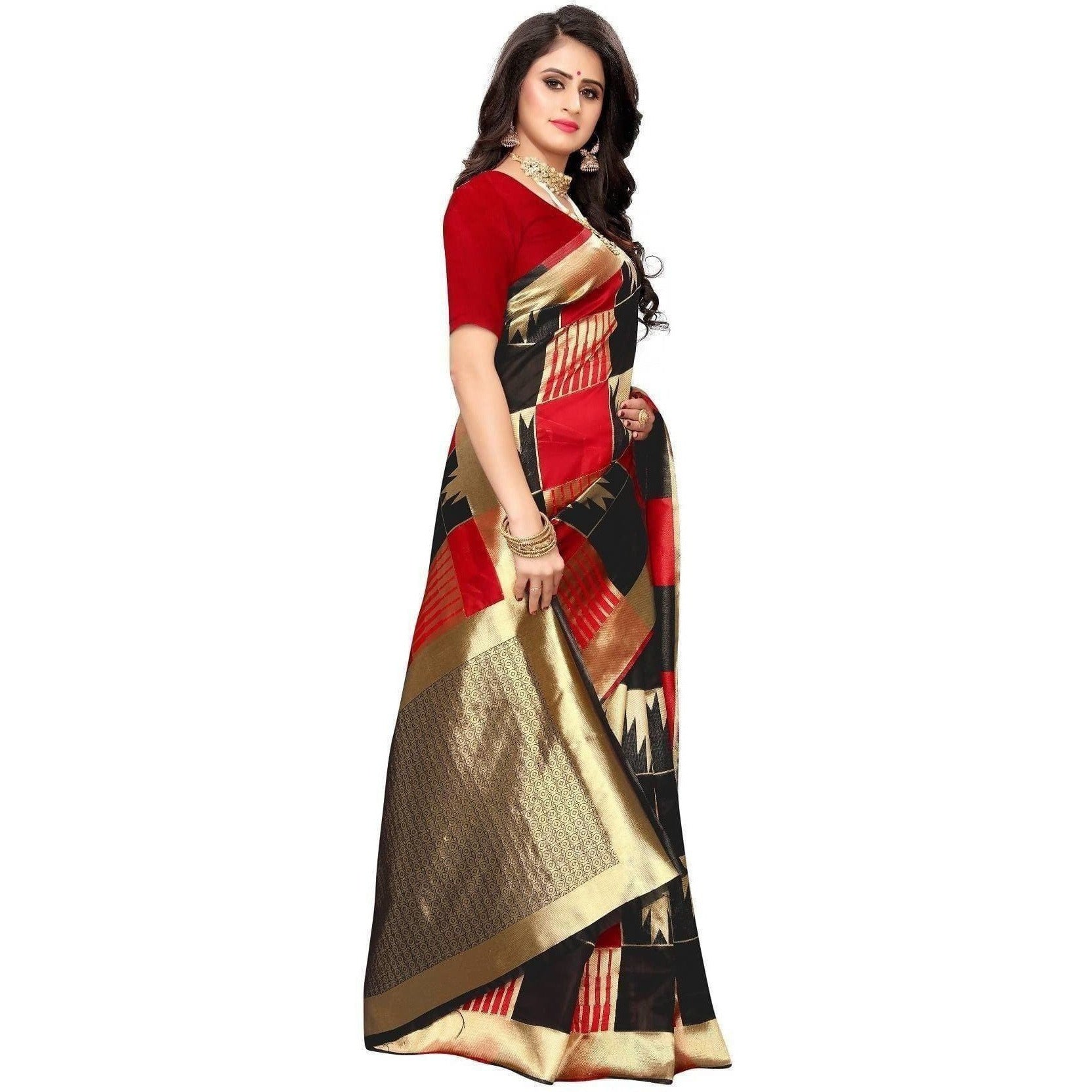 Vamika Banarasi Jaquard Red Weaving Saree (Banarasi 29)