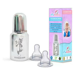 Goodmunchkins Stainless Steel Feeding Rustfree Bottle with 2 Anti Colic Silicone Nipple For Kids 150ml - Distacart