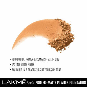 Lakme 9 To 5 Primer With Matte Powder Foundation Compact - Honey Dew - Distacart