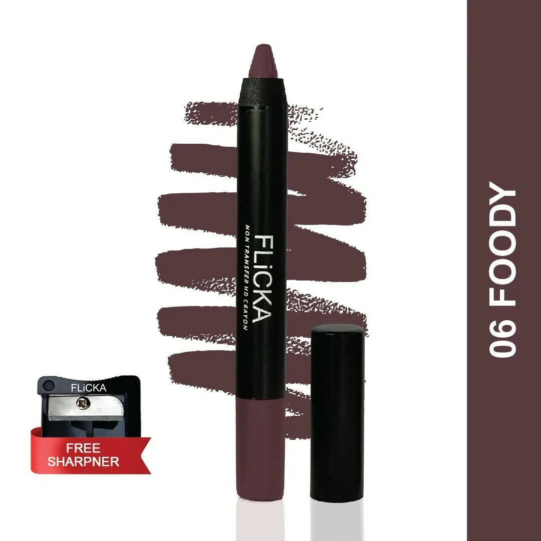 FLiCKA Lasting Lipsence Crayon Lipstick 06 Foody - Brown - Distacart