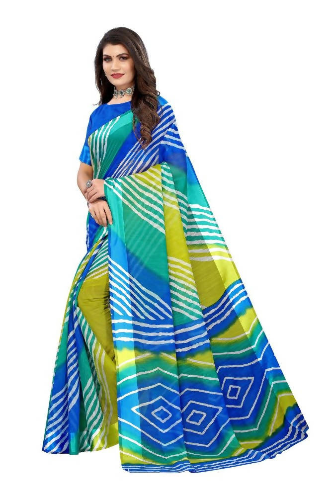 Vamika Blue Linen Satin Border Saree