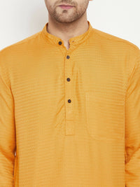 Thumbnail for Even Apparels Yellow Viscose Men's Long Kurta With Band Collar - Distacart