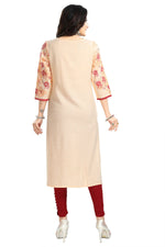 Thumbnail for Snehal Creations Pleasing Peach Rayon Textured Print Long Kurta For Women - Distacart