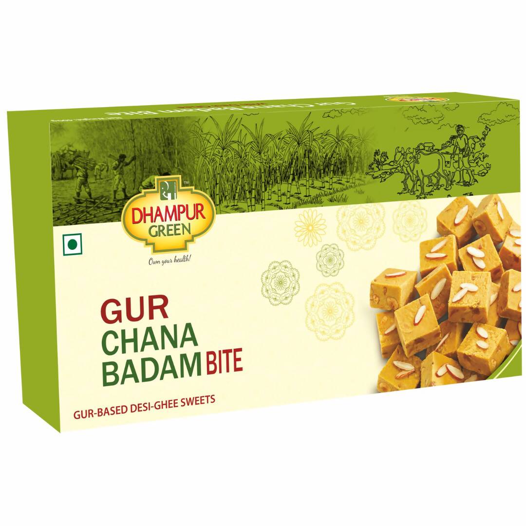 Dhampur Green Gur Chana Badam Bite - Distacart