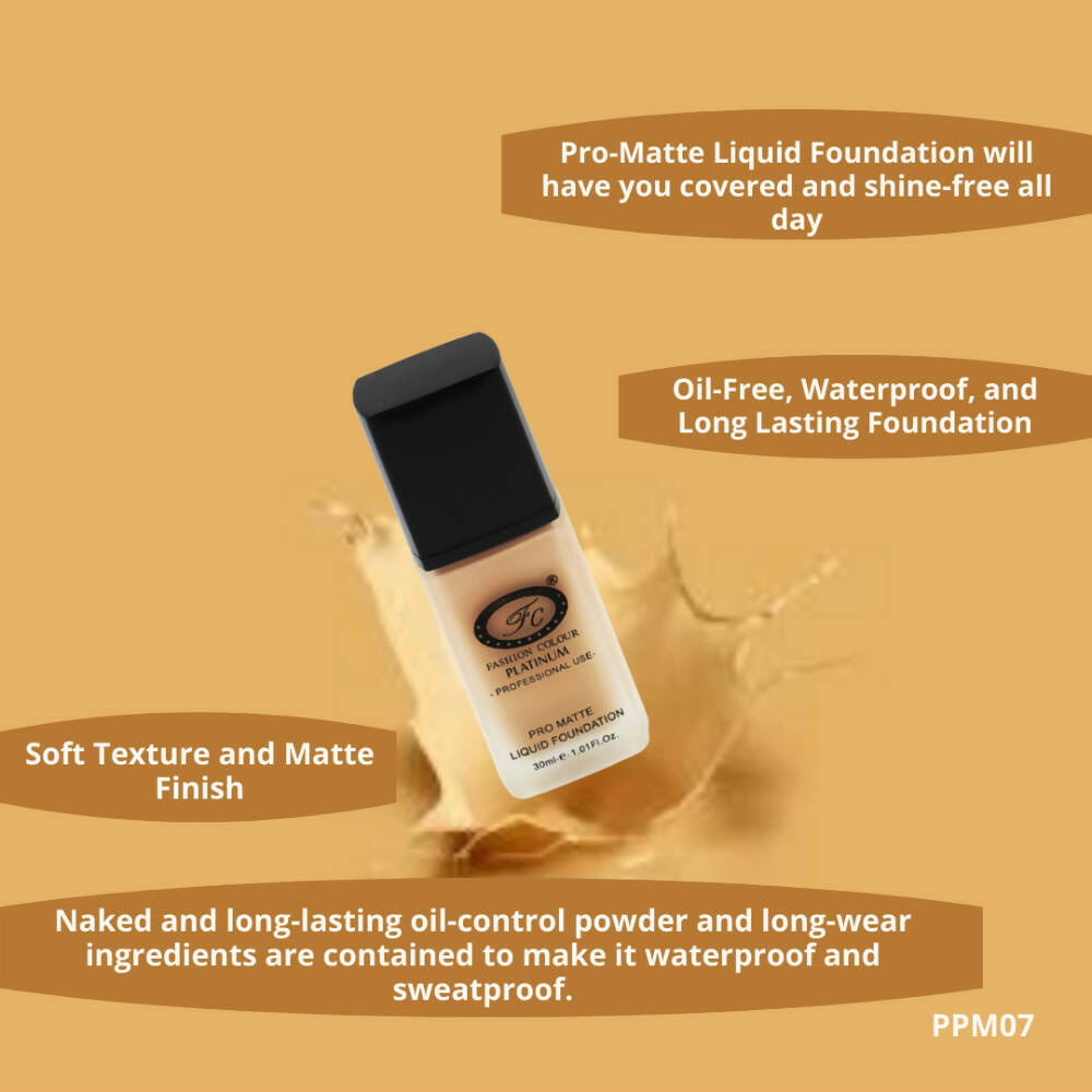 Fashion Colour Pro Matte Liquid Foundation-Latte (Medium Skin Tone) - Distacart