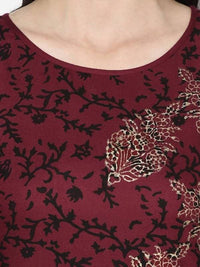 Thumbnail for Aniyah Rayon Maroon Color Block Print Straight Kurta (AN-185K)