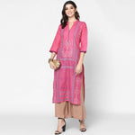 Thumbnail for Cheera Hand Block Print Baby Pink & Skin Color Straight Kurta With Palazzo (MAAI-074K)
