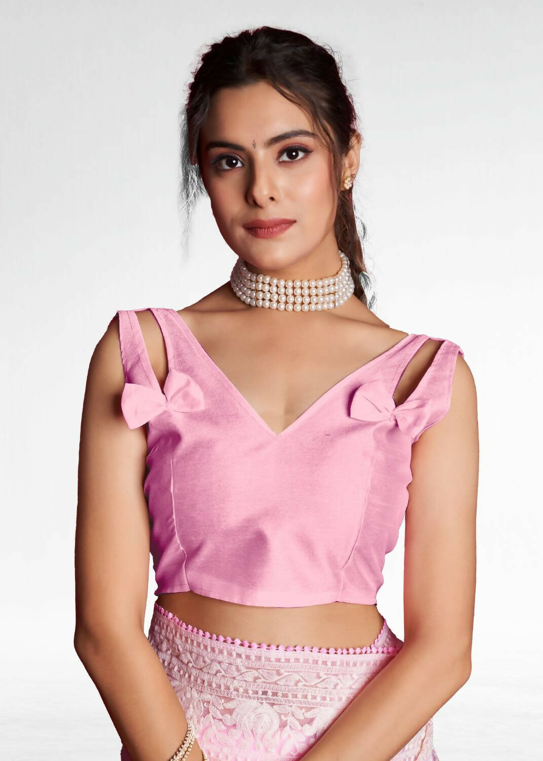 Vamsee Pink Organza Saree - Distacart