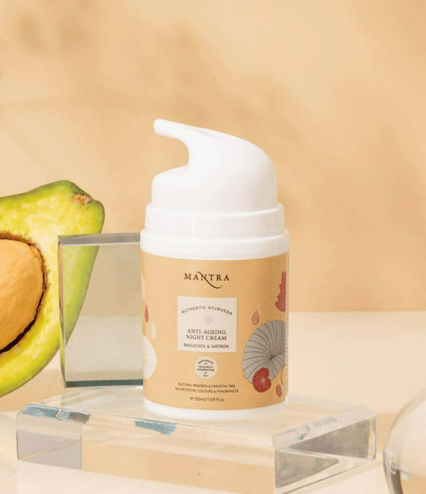 Mantra Herbal Anti-Ageing Night Cream Bakuchiol & Saffron - Distacart