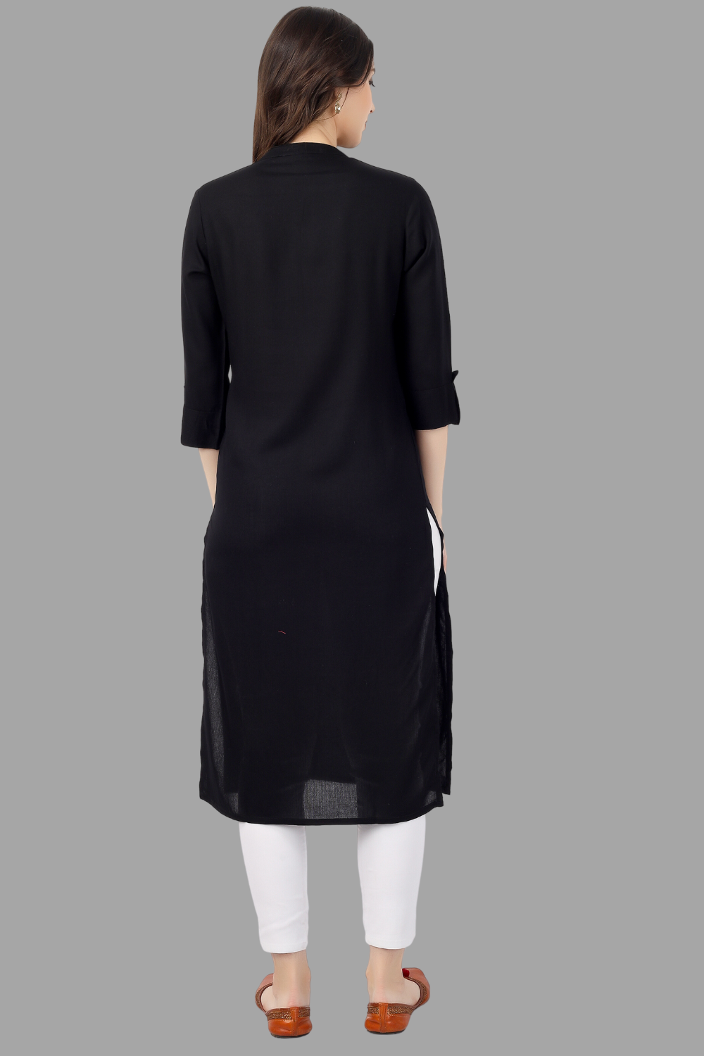 House of RP Women's Black Rayon Chicken Embroidered Straight Kurta - Distacart