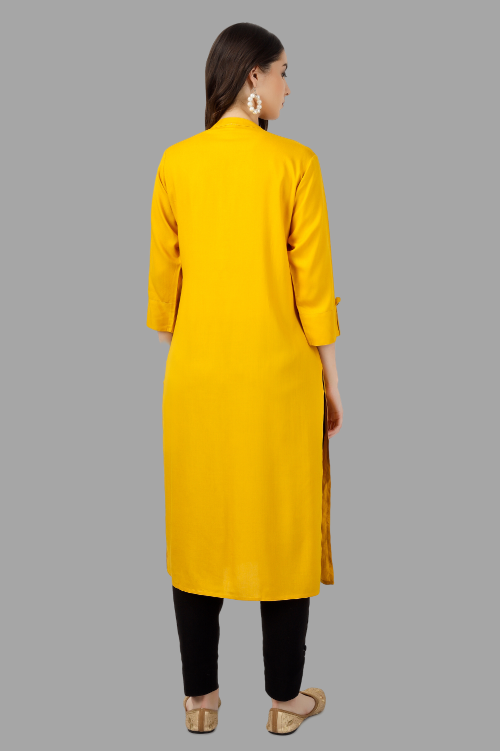 House of RP Women's Yellow Rayon Chicken Embroidered Straight Kurta - Distacart