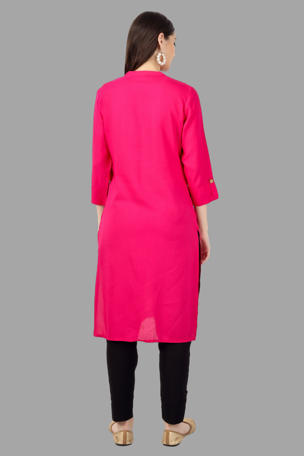 House of RP Women's Pink Rayon Solid Frontslit Straight Kurta - Distacart