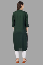 Thumbnail for House of RP Women's Green Rayon Chicken Embroidered Straight Kurta - Distacart