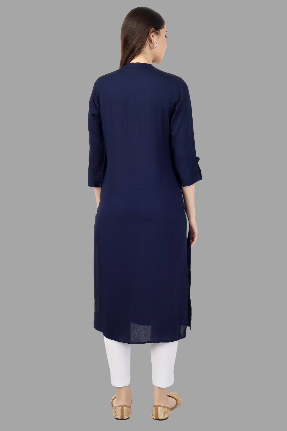 House of RP Women's Blue Rayon Chicken Embroidered Straight Kurta - Distacart