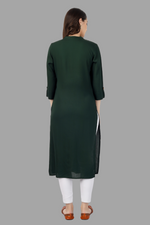 Thumbnail for House of RP Women's Green Rayon Solid Frontslit Straight Kurta - Distacart
