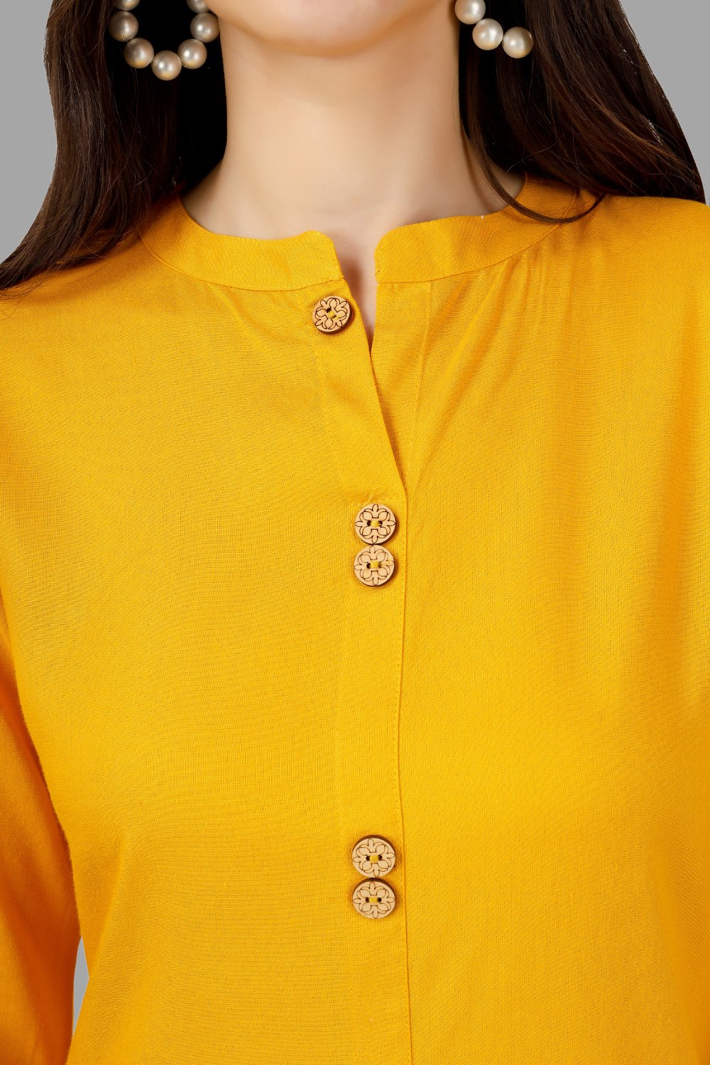 House of RP Women's Yellow Rayon Solid Frontslit Straight Kurta - Distacart