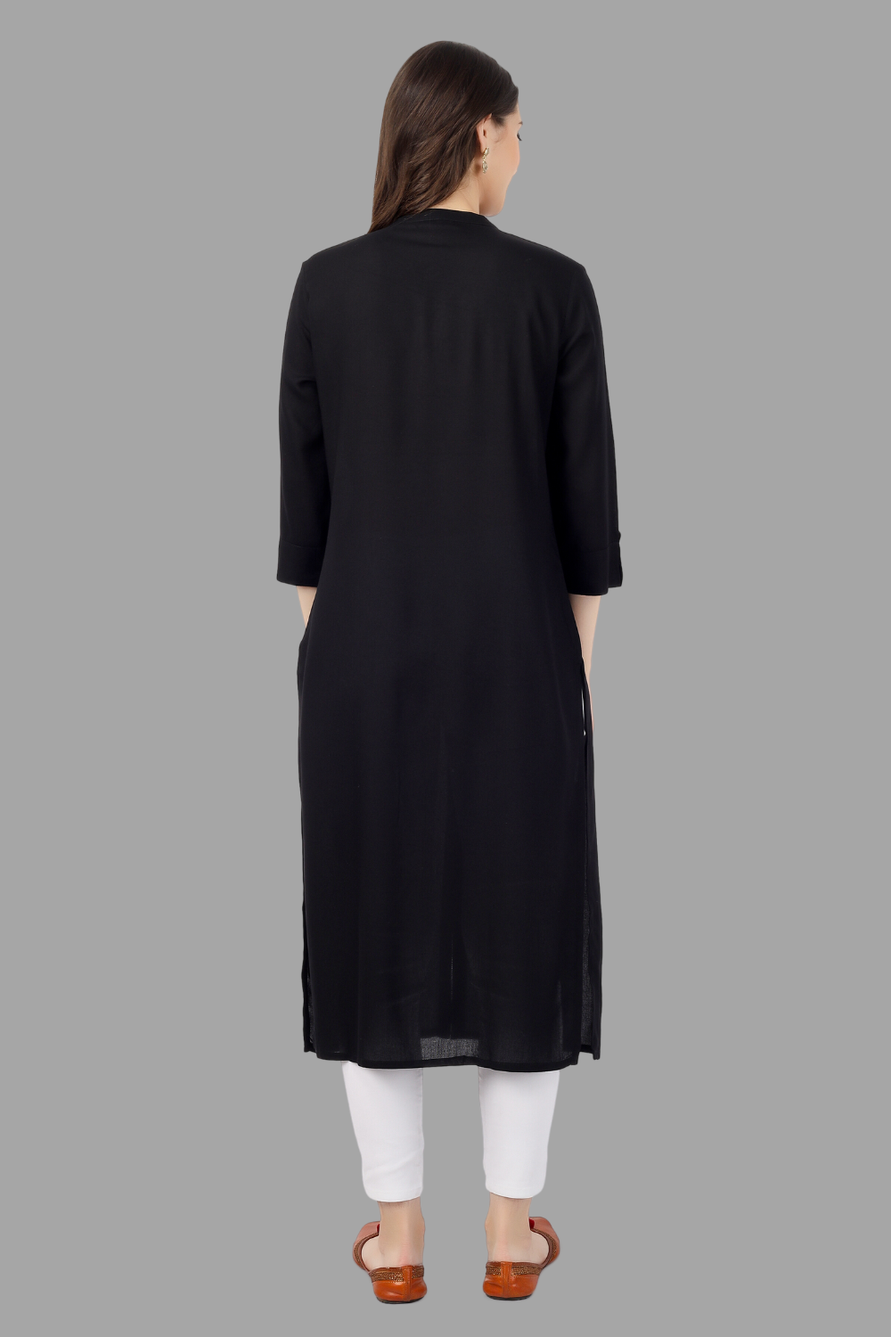 House of RP Women's Black Rayon Solid Frontslit Straight Kurta - Distacart