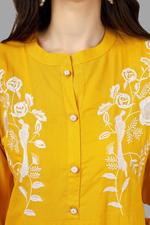 Thumbnail for House of RP Women's Yellow Rayon Chicken Embroidered Straight Kurta - Distacart