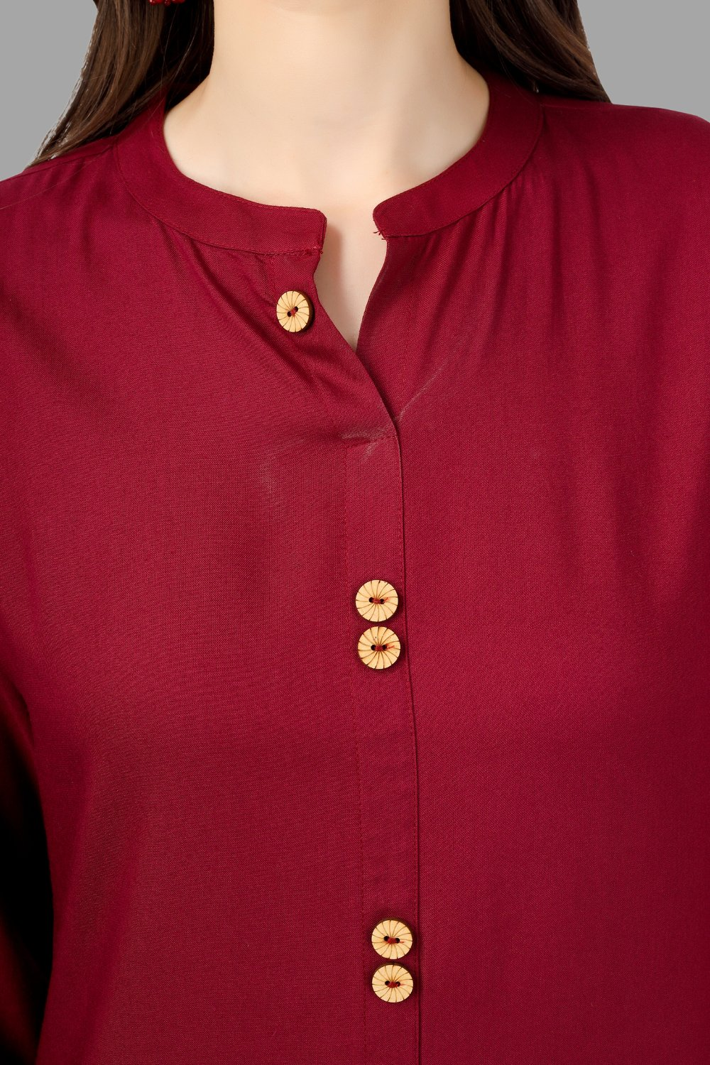 House of RP Women's Maroon Rayon Solid Frontslit Straight Kurta - Distacart
