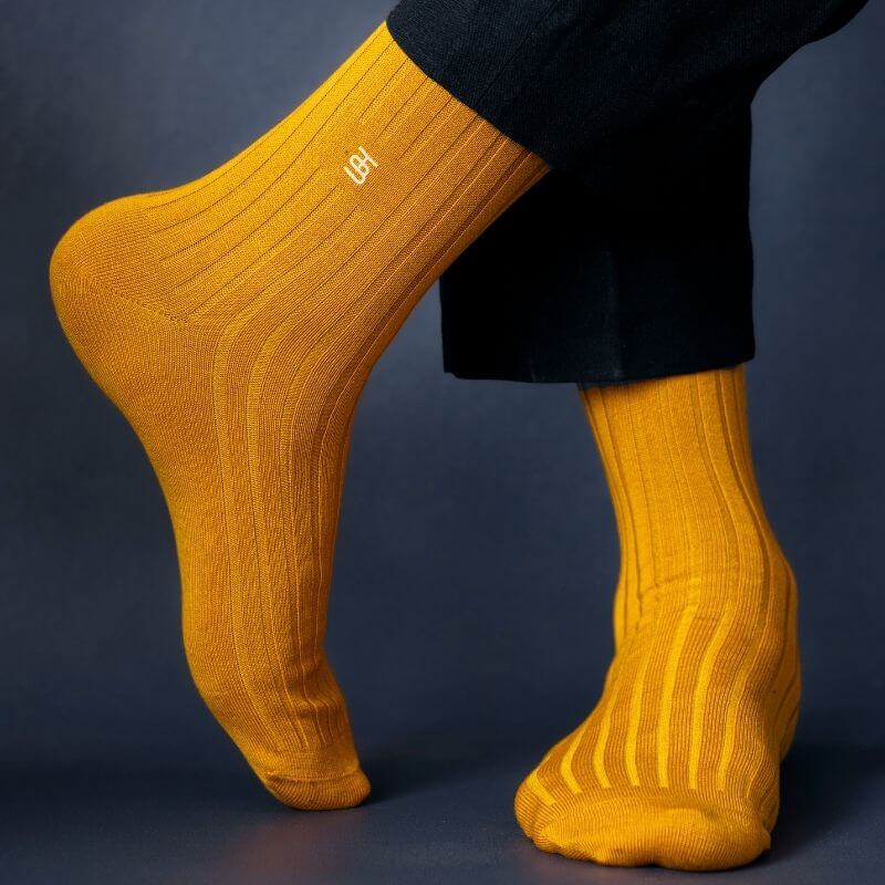 Socksoho Luxury Men Socks Sanguine Mustard