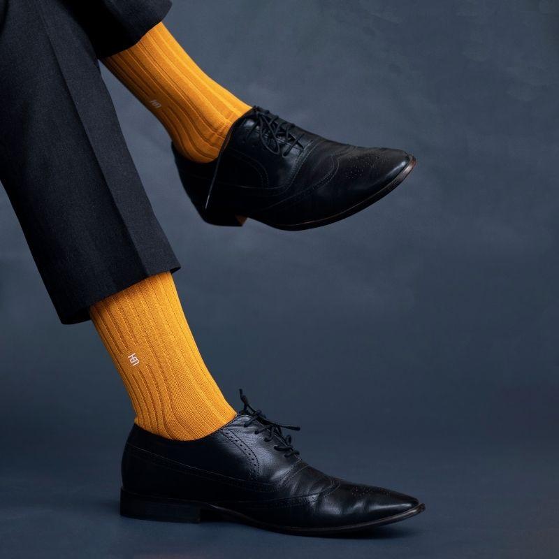 Socksoho Luxury Men Socks Sanguine Mustard