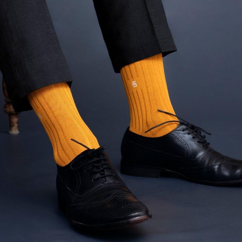 Socksoho Luxury Men Socks Sanguine Mustard