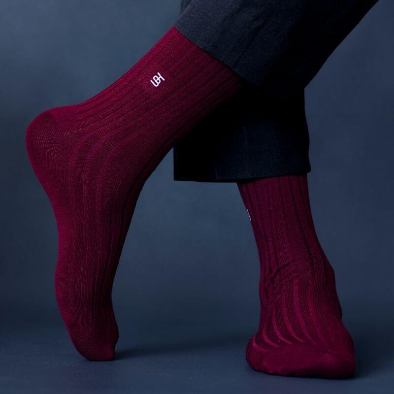 Socksoho Luxury Men Socks Bold Burgundy