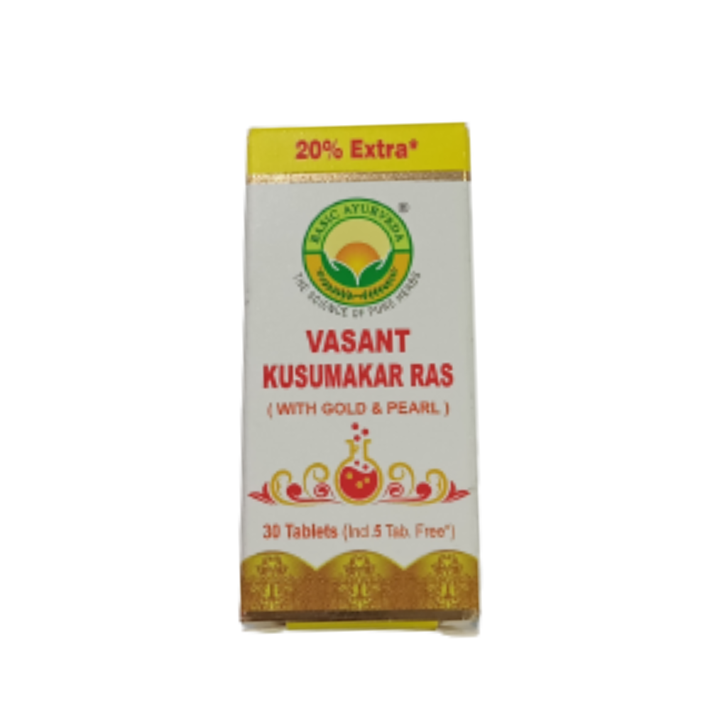 Basic Ayurveda Vasant Kusumakar Ras (With Gold) Tablets - Distacart