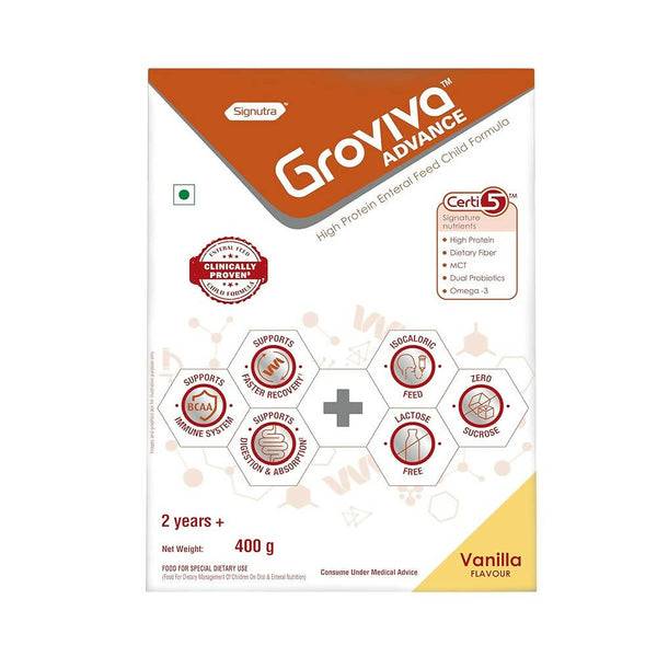 Groviva Advance High Protein Enteral Feed Child Formula Powder - Vanilla Flavor - Distacart