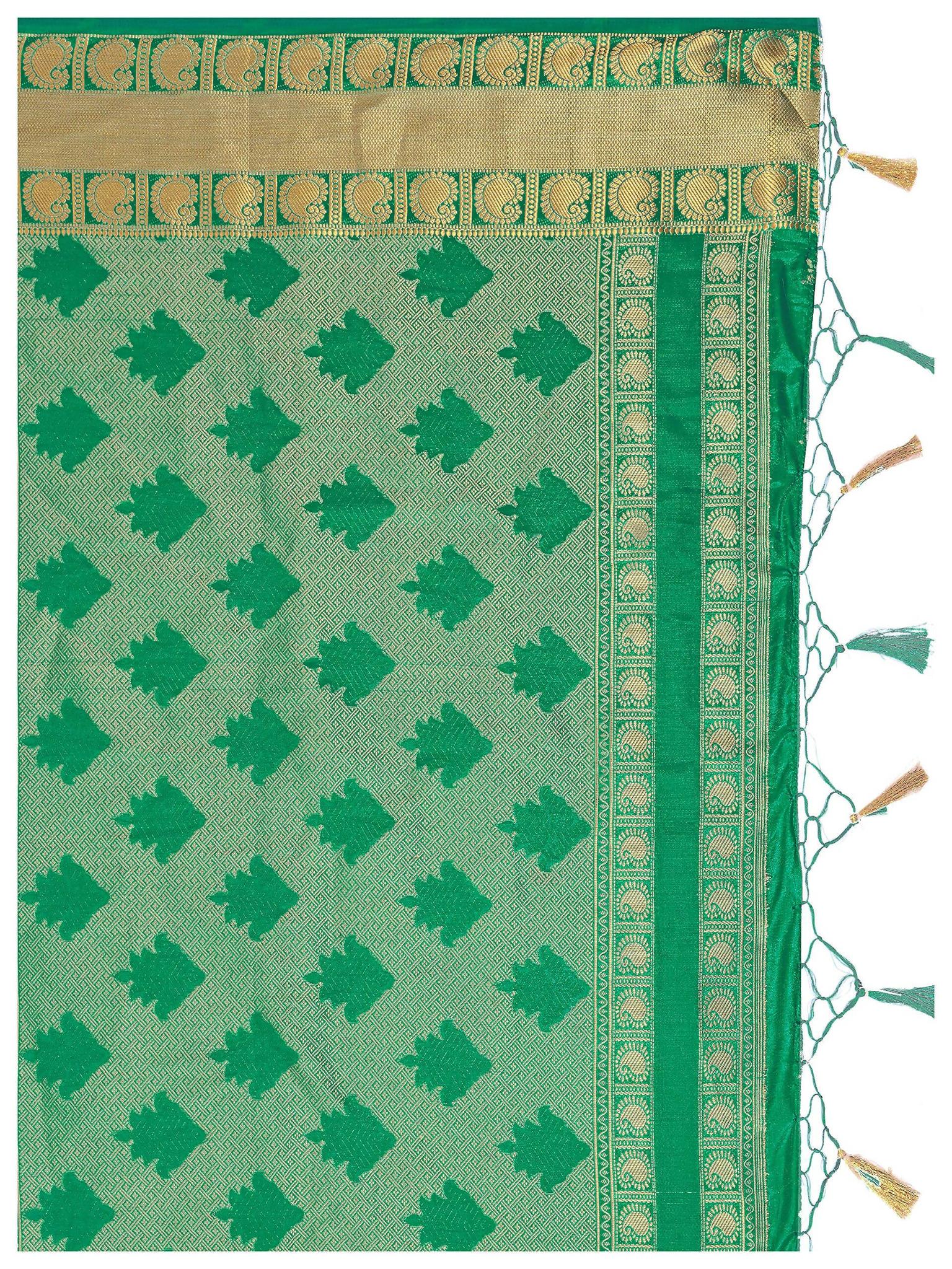 Mimosa Women's Gold Kanchipuram Silk Saree - Distacart