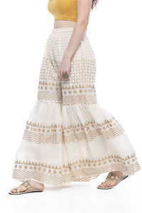 Thumbnail for Mominos Fashion Cotton Off White Gold Print With Gota Sharara